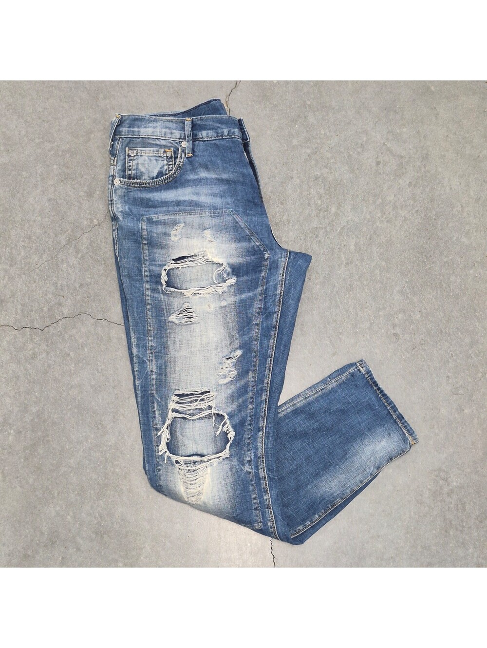 True Religion Women's Skinny Distressed Blue Jeans - Picture 5 of 7